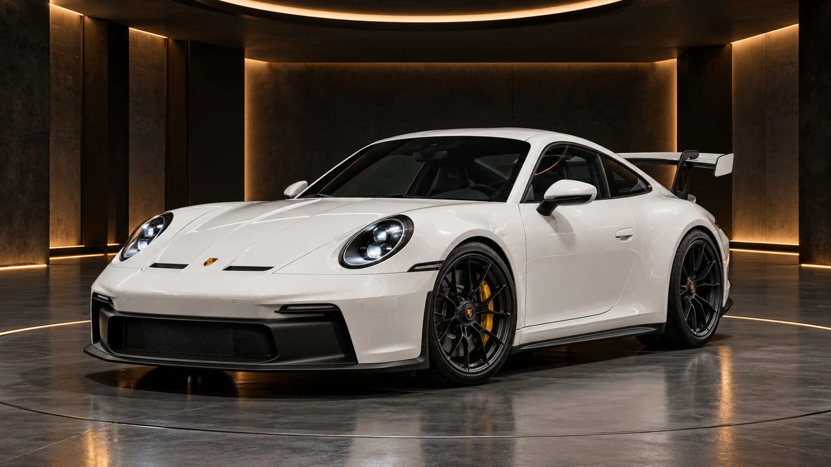 Porsche 911 GT3 showroom visualization in Carrara White